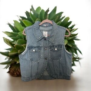 Studded Denim Vest for women